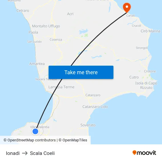Ionadi to Scala Coeli map