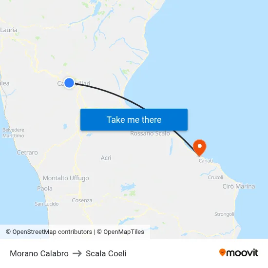 Morano Calabro to Scala Coeli map