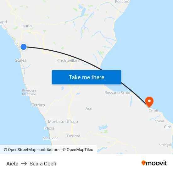 Aieta to Scala Coeli map