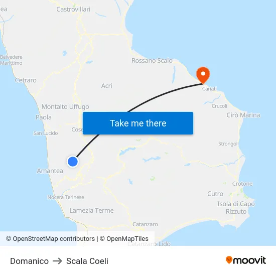 Domanico to Scala Coeli map