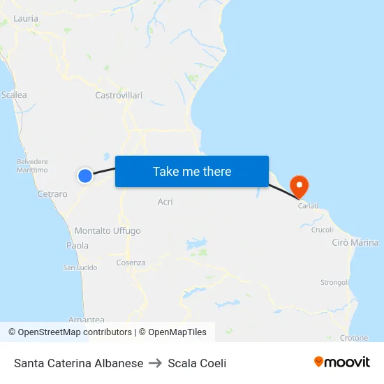 Santa Caterina Albanese to Scala Coeli map