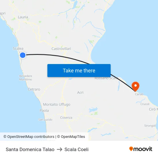 Santa Domenica Talao to Scala Coeli map