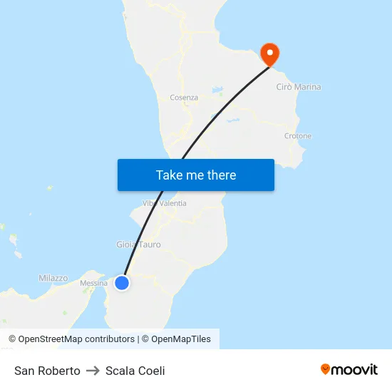 San Roberto to Scala Coeli map