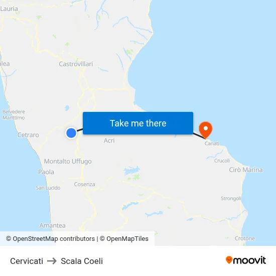 Cervicati to Scala Coeli map