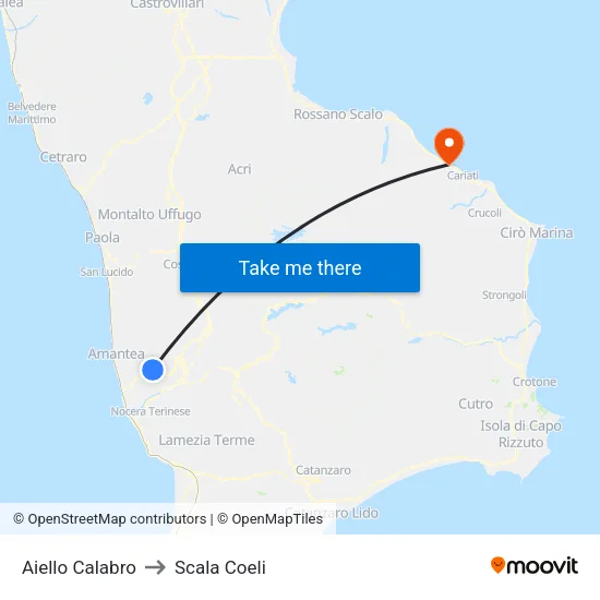 Aiello Calabro to Scala Coeli map