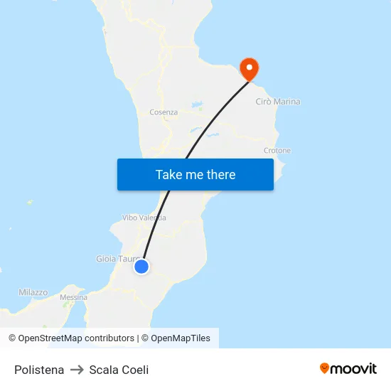 Polistena to Scala Coeli map