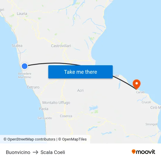 Buonvicino to Scala Coeli map