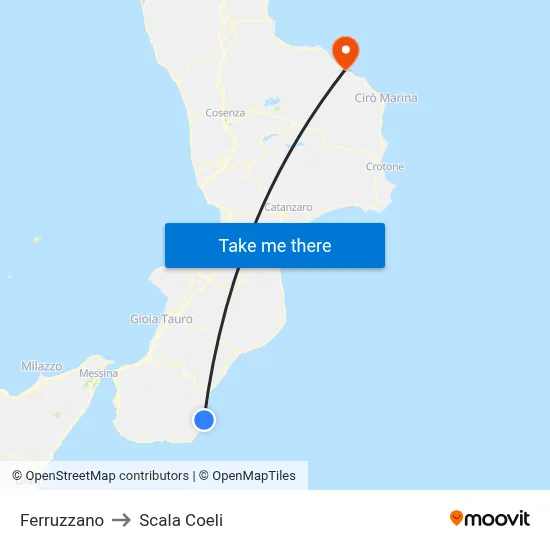 Ferruzzano to Scala Coeli map