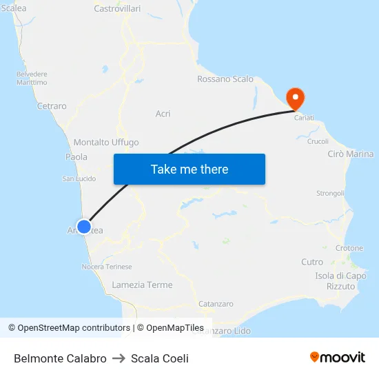 Belmonte Calabro to Scala Coeli map