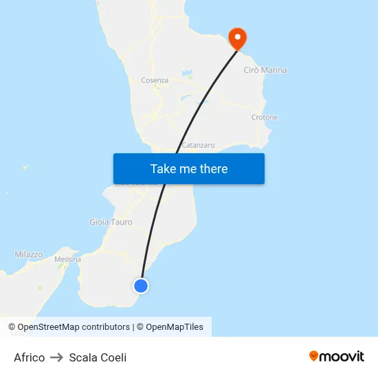 Africo to Scala Coeli map