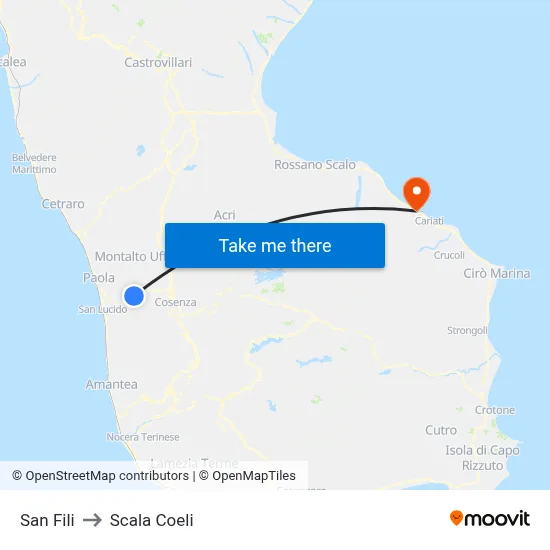 San Fili to Scala Coeli map