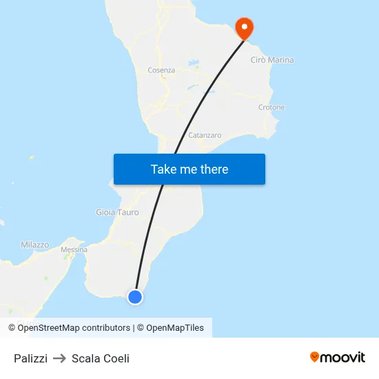 Palizzi to Scala Coeli map