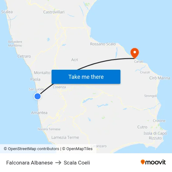 Falconara Albanese to Scala Coeli map