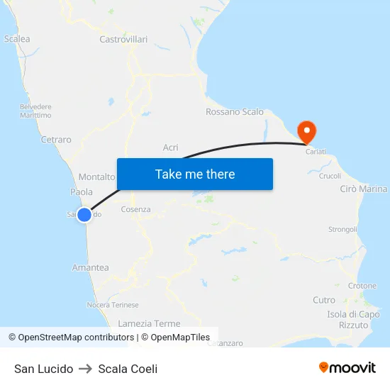 San Lucido to Scala Coeli map