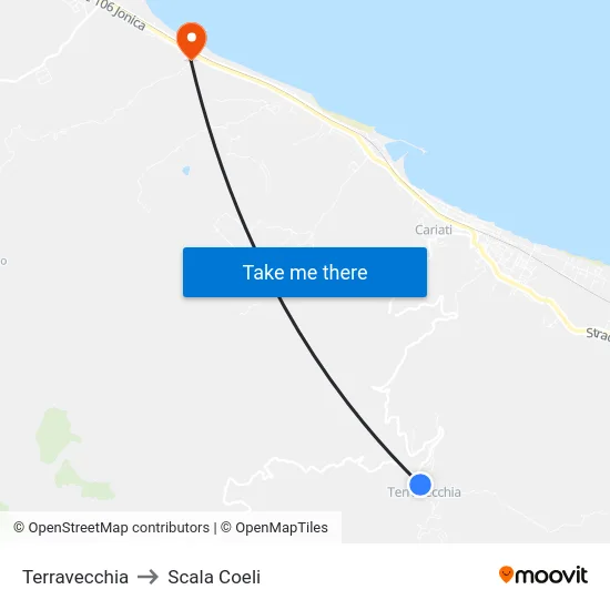 Terravecchia to Scala Coeli map