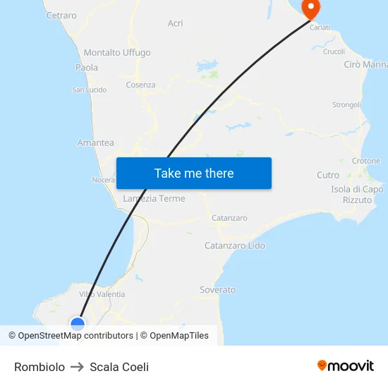 Rombiolo to Scala Coeli map