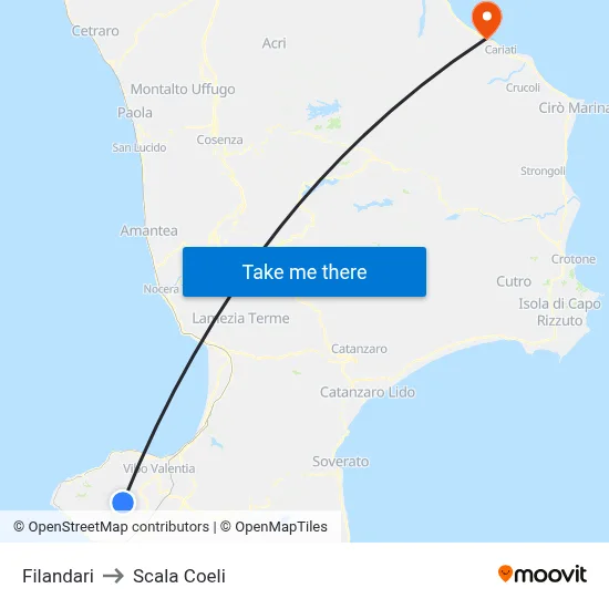 Filandari to Scala Coeli map