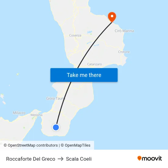 Roccaforte Del Greco to Scala Coeli map