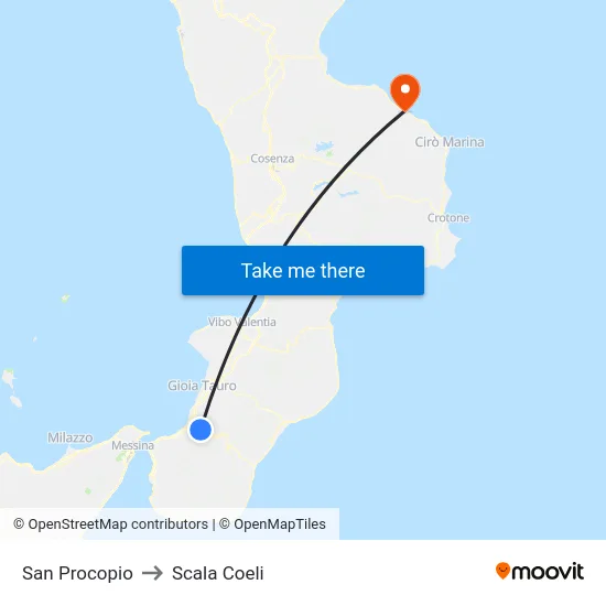 San Procopio to Scala Coeli map