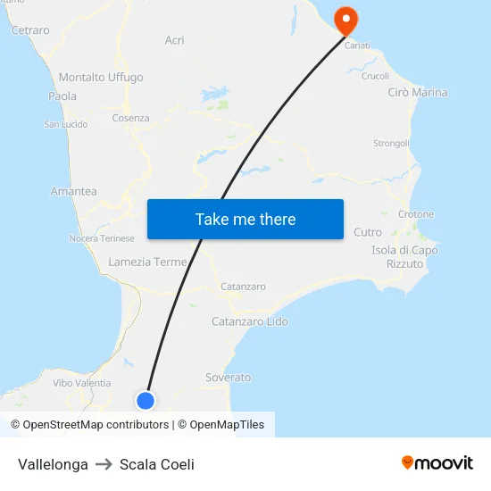 Vallelonga to Scala Coeli map