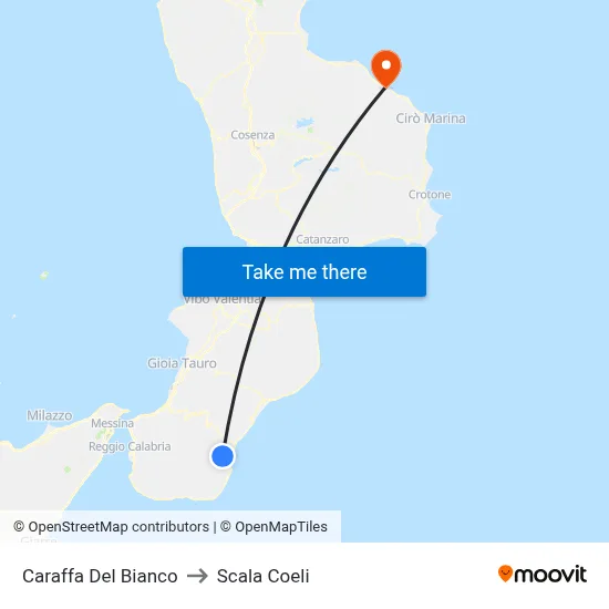Caraffa del Bianco to Scala Coeli map