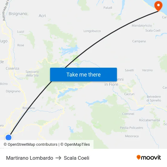 Martirano Lombardo to Scala Coeli map