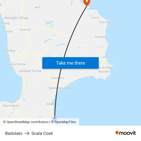 Badolato to Scala Coeli map