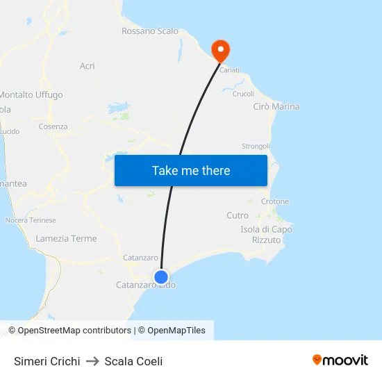 Simeri Crichi to Scala Coeli map