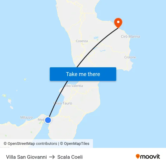 Villa San Giovanni to Scala Coeli map