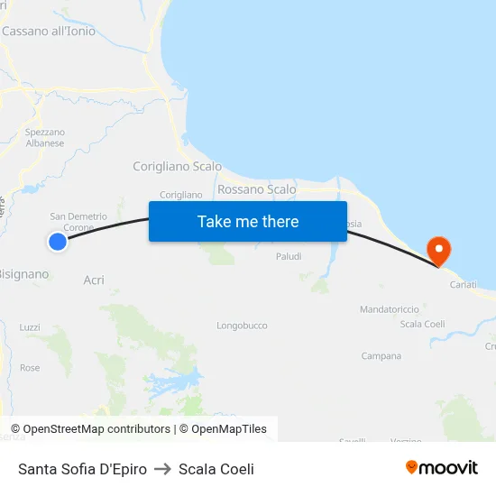 Santa Sofia D'Epiro to Scala Coeli map