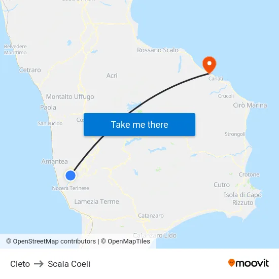 Cleto to Scala Coeli map