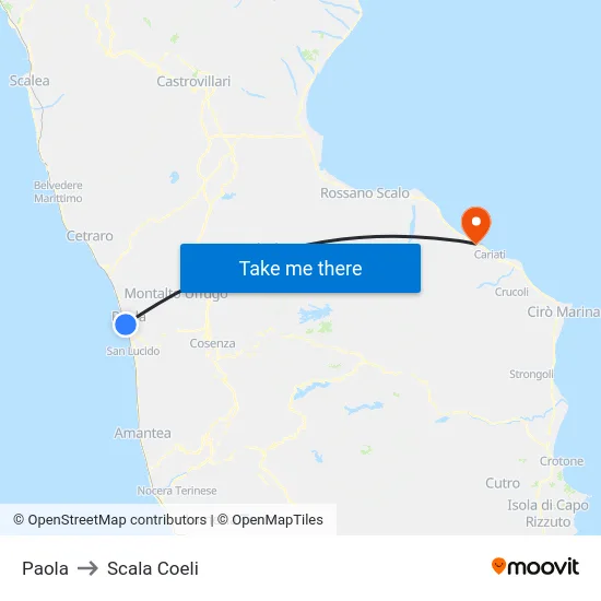 Paola to Scala Coeli map