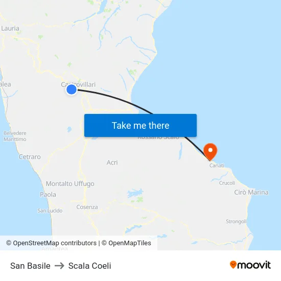 San Basile to Scala Coeli map
