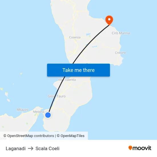 Laganadi to Scala Coeli map