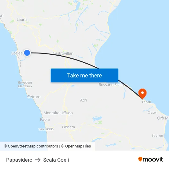 Papasidero to Scala Coeli map
