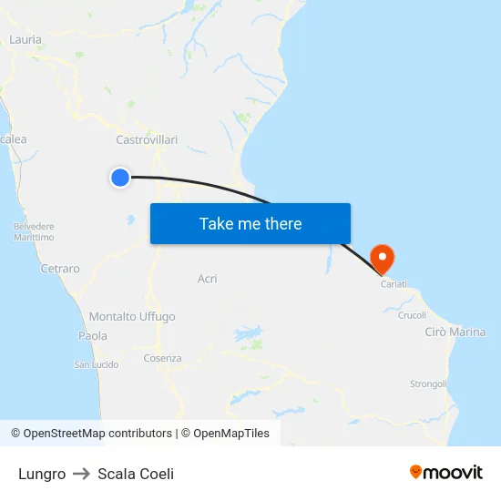 Lungro to Scala Coeli map