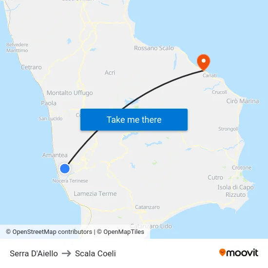 Serra D'Aiello to Scala Coeli map