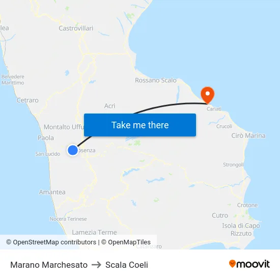 Marano Marchesato to Scala Coeli map