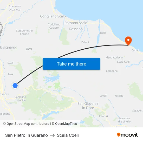 San Pietro In Guarano to Scala Coeli map