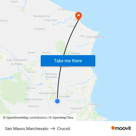 San Mauro Marchesato to Crucoli map