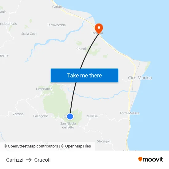 Carfizzi to Crucoli map