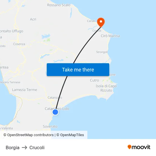 Borgia to Crucoli map