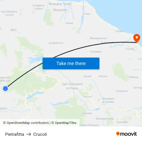 Pietrafitta to Crucoli map