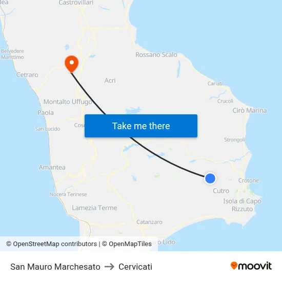 San Mauro Marchesato to Cervicati map