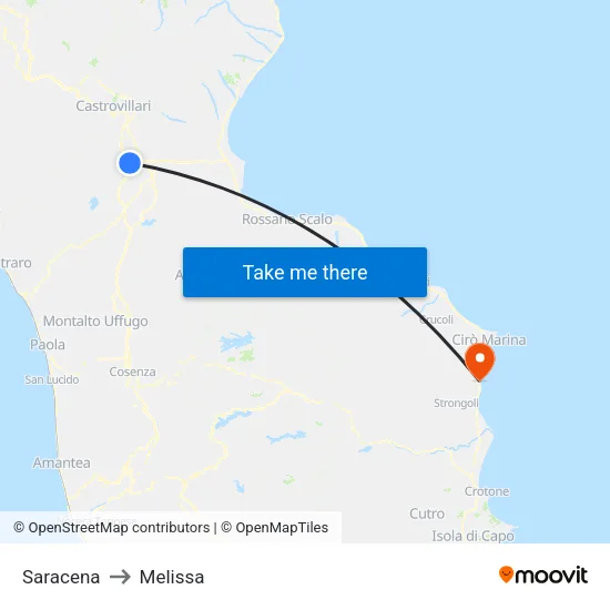 Saracena to Melissa map