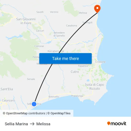 Sellia Marina to Melissa map
