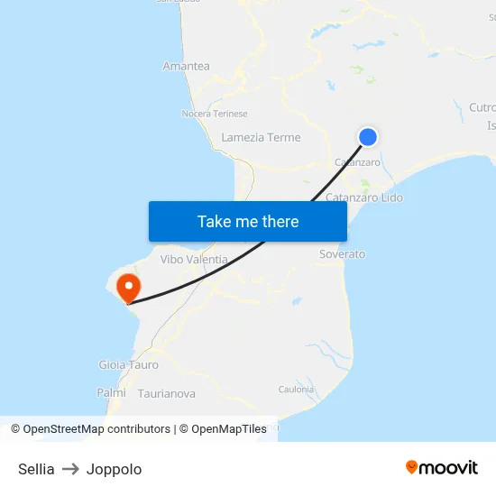 Sellia to Joppolo map