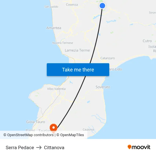 Serra Pedace to Cittanova map
