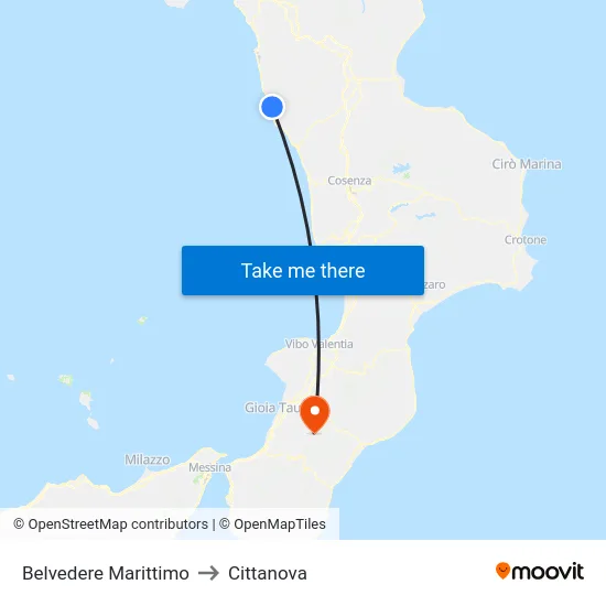 Belvedere Marittimo to Cittanova map