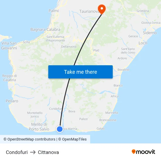 Condofuri to Cittanova map